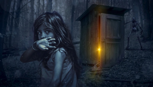 strach dieťa noc a strašidelná téma